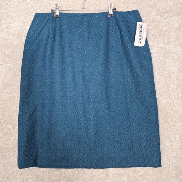 Pendleton Skirt‎ Womens 18 Blue Wool Lined Made in USA Office Preppy Classic - Picture 1 of 10